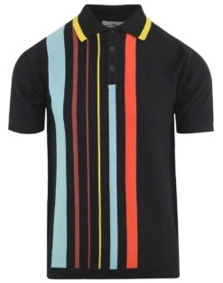 Bauhaus Mod Stripe Knit Polo BLACK -Trendify Shop madcap england bauhaus stripe polo black 1 32401.1661267909