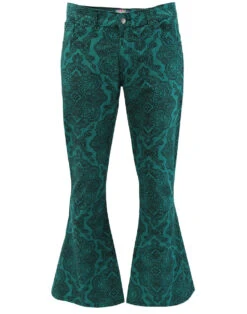 Paisley Rave 1970s Cord Bellbottoms -Trendify Shop madcap england paisley rave flares teal 3 14055.1661270062