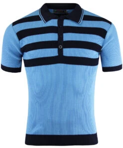 Terry Retro Mod Ribbed Stripe Polo (BB) -Trendify Shop madcap england terry polo sky 3 94993.1661271159