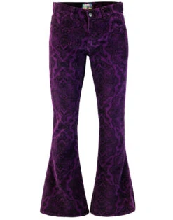 Paisley Rave Retro Cord Bellbottoms -Trendify Shop madcap paisley rave flares purple 4 24014.1661270129 1