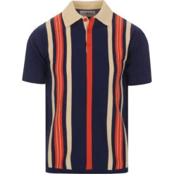 Farlowe Mod Stripe Knit Polo Top WS -Trendify Shop madcapeng vertical stipes polo blue front 26083.1661263003