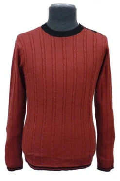 BECKETT Madcap Retro Mod Mens Cable Knit Jumper M -Trendify Shop Beckett Cable Knit Red2 29403.1666958548