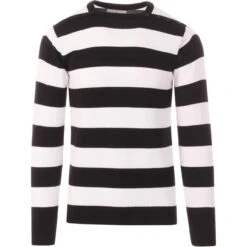 Jones 60s Mod Block Stripe Jumper W -Trendify Shop Jones jumper black white 01 46197.1661338396 1