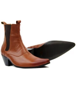 Outlaw Mod Cuban Chelsea Boots (BS) -Trendify Shop Madcap England Outlaw Leather Tan4 33444.1661338520 2