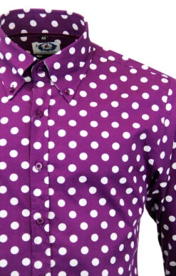 Purple Penny Dot Lane Retro 60s Mod MADCAP Shirt -Trendify Shop Madcap England Penny Dot Lane Purple2 18781.1661339155 2