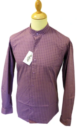 Byrd MADCAP Mens Retro Mod Mandarin Collar Shirt G -Trendify Shop Madcap Mod Mandrin Collar Shirt P4 03551.1666957726