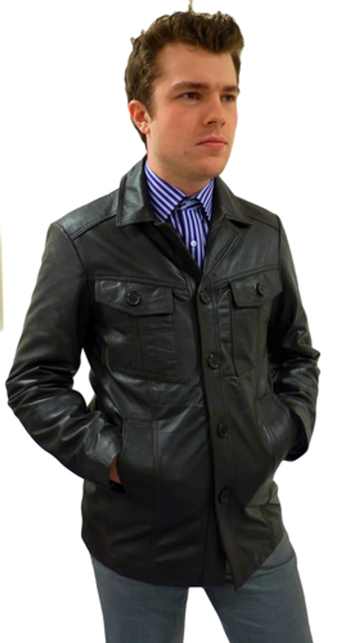 West 1 Gibson Retro Leather Jacket By MADCAP (Bl) 7 West 1 Gibson Retro Leather Jacket By MADCAP (Bl) - Image 5