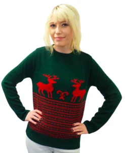 Trendify Shop -Trendify Shop Retro Christmas Jumper Reindeer Green2 48291.1666957252