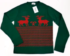'Run Rudolph Run' Retro Christmas Jumper By MADCAP -Trendify Shop Retro Christmas Jumper Reindeer Green4 36088.1666957255