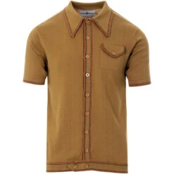 Crawdaddy Micro Dash Knit Polo (F) -Trendify Shop crawdaddy caramel 01 34316.1661272891