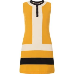 Lantana 1960s Mod Knitted Dress L -Trendify Shop madcap block knitted dress amber front 62097.1661260980 1