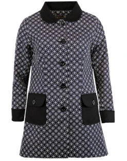 Hepburn 60s Mod Op Art A-Line Coat -Trendify Shop madcap circle flower jacquard jacket 6 70723.1661270838