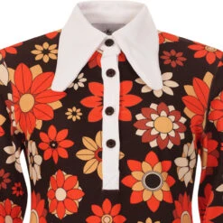 Daydream Retro Flower Polo Dress -Trendify Shop madcap daydeamer floral dress brown detail 17340.1661261430 3