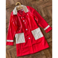 Robin 60s Mod 2 Tone PVC Raincoat -Trendify Shop madcap england 60s plastic mac red white1 44055.1661262296