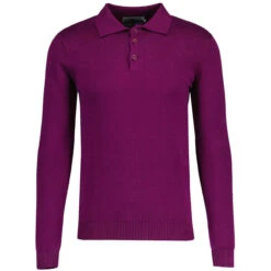 Brando 1960s Mod Knitted Polo DP -Trendify Shop madcap england brando long sleeve knitted polo dark purple 4 82267.1692023377