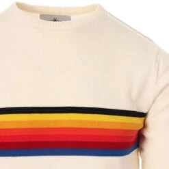 Britpop Rainbow Stripe Knit Tee (E) -Trendify Shop madcap england britpop stripe knit tee ecru 2 31058.1661262472 1