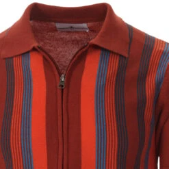 Capitol Mod Zip Through Stripe Polo -Trendify Shop madcap england capitol knit zip polo picante 2 58851.1661264761