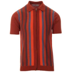 Capitol Mod Zip Through Stripe Polo -Trendify Shop madcap england capitol knit zip polo picante 4 27759.1661264760