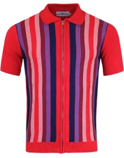 Capitol Mod Zip Through Stripe Polo -Trendify Shop madcap england capitol zip polo red 1a 77701.1661269013