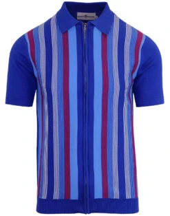Capitol Mod Zip Through Stripe Polo -Trendify Shop madcap england capitol zip polo surf blue 4 76633.1661268377