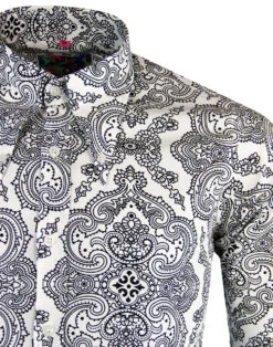 Capo 60s Paisley Spear Collar Shirt -Trendify Shop madcap england capo paisley shirt white 5 56517.1661270887
