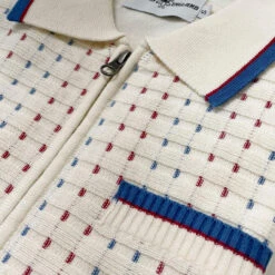 Miles Mod Jacquard Knit Polo SW -Trendify Shop madcap england coltrane jacqaurd polo short sleeve white 3 99070.1683729617