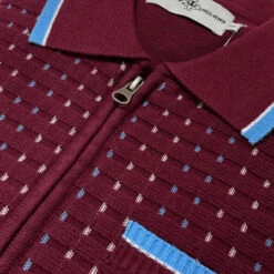 Coltrane Mod Jacquard Knit Polo Z -Trendify Shop madcap england coltrane jacqaurd polo zinfandel 4 74296.1683192086