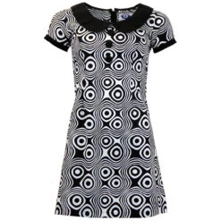 Dollierocker Op Art Mod Dress BLUE -Trendify Shop madcap england dollierocker op art dress black white 1 96012.1679657178