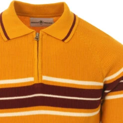 Fireball Mod Rib Zip Neck Polo (B) -Trendify Shop madcap england fireball ribbed stripe polo gold 2 80837.1661264736 1