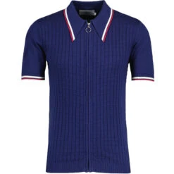 Cannon Mod Grid Check Big Collar Ring Zip Knitted Polo Snow White -Trendify Shop madcap england grid knit ring zip short sleeve polo cardigan navy mc1070 2 42815.1693991830 1