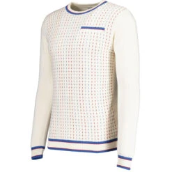 Hawkins Mod Jacquard Dash Front Jumper In Snow White -Trendify Shop madcap england hawkins jacquard dash jumper snow white 2 93820.1695997610