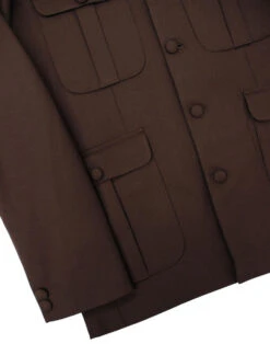60s Mod Hopsack Safari Jacket BROWN -Trendify Shop madcap england hopsack safari blazer brown 2 62078.1661269283