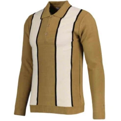 Junot Mod Waffle Stripe Knit Polo F -Trendify Shop madcap england junot retro waffle knit polo fall leaf 3 32994.1668164152