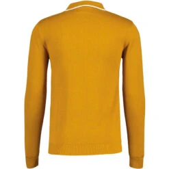 Junot Mod Waffle Stripe Panel Knit Polo Buckthorne -Trendify Shop madcap england junot textured stripe knitted polo top buckthorne 1 37598.1697534836