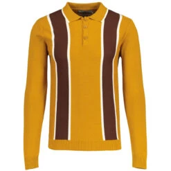 Junot Mod Waffle Stripe Panel Knit Polo Buckthorne -Trendify Shop madcap england junot textured stripe knitted polo top buckthorne 3 62699.1697534831