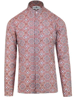 Lotus Floral Grandad Collar Shirt