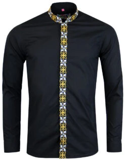Avory 60s Mandarin Collar Shirt (B) -Trendify Shop madcap england mandarin shirt black 5 98268.1661270604 2