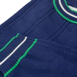 Moore Mod Pointelle Knit Tipped Mock Turtleneck Jumper In Navy -Trendify Shop madcap england mc1049 moore navy close up 11 06115.1693991739