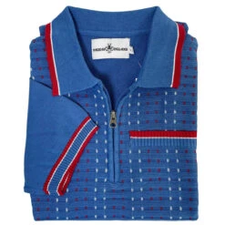Miles Mod Jacquard Knit Polo (FB) -Trendify Shop madcap england miles jacquard polo federal blue 2 44518.1687189019