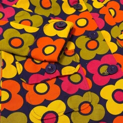 Karina Retro Flower 60s Swing Coat -Trendify Shop madcap england retro flower coat purple 4 89528.1684508714