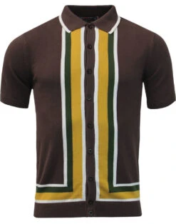 Screamin Jay Mod Square Stripe Polo -Trendify Shop madcap england screamin jay polo brown 5 37470.1661269835