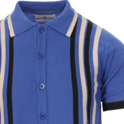Shockwave Mod Stripe Knit Polo Top -Trendify Shop madcap england shockwave knit polo blue 2 82931.1661264944 2