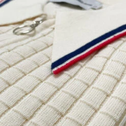 Cannon Mod Grid Check Big Collar Ring Zip Knitted Polo Snow White -Trendify Shop madcap england spear collar grid polos snow white 12 98687.1693991813 1