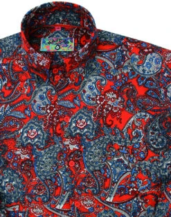 Sunset Paisley 1960s Mod Shirt RED -Trendify Shop madcap england sunset paisley shirt red 3 88009.1661270295