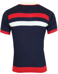 Terry Retro Mod Rib Stripe Polo N -Trendify Shop madcap england terry ribbed polo navy 1 57479.1661268987