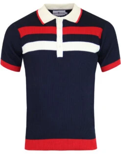 Terry Retro Mod Rib Stripe Polo N -Trendify Shop madcap england terry ribbed polo navy 3 82177.1661268986