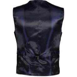 Mod 5 Button High Fasten V-neck Suit Waistcoat In Navy
