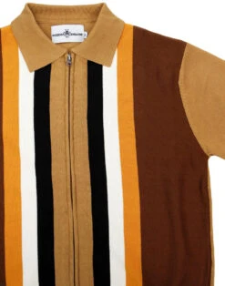 Victor 60s Mod Stripe Zip Polo BLUE -Trendify Shop madcap england victor stripe polo cardigan 1 14168.1661267923 1