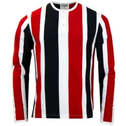 Winston L/S Mod Stripe Grandad Top -Trendify Shop madcap england winston ls stripe grandad tee red 1 91683.1679657036