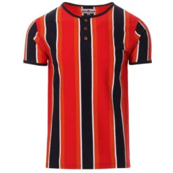 Winstono Mod Stripe Grandad Tee (T) -Trendify Shop madcap england winstono stripe henley neck tee poppy 1 17524.1661262061